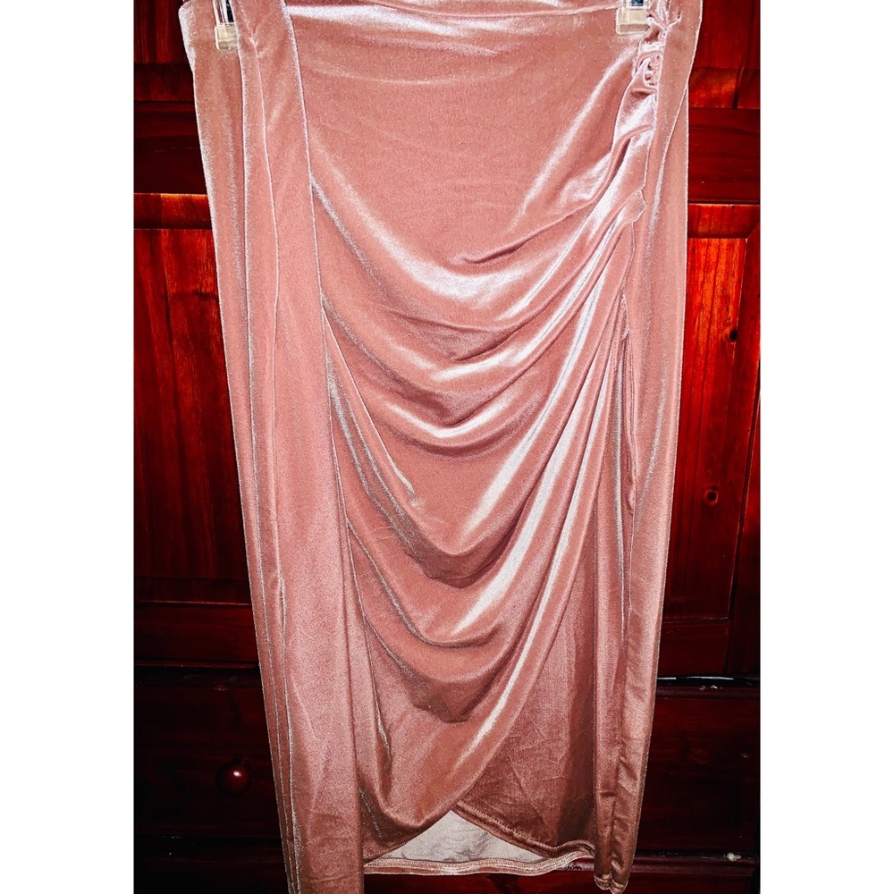Plus Size Rose Gold Midi Skirt